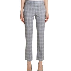 Theory straight trouser maple check 2 pants Plaid Checkered Blue Grey